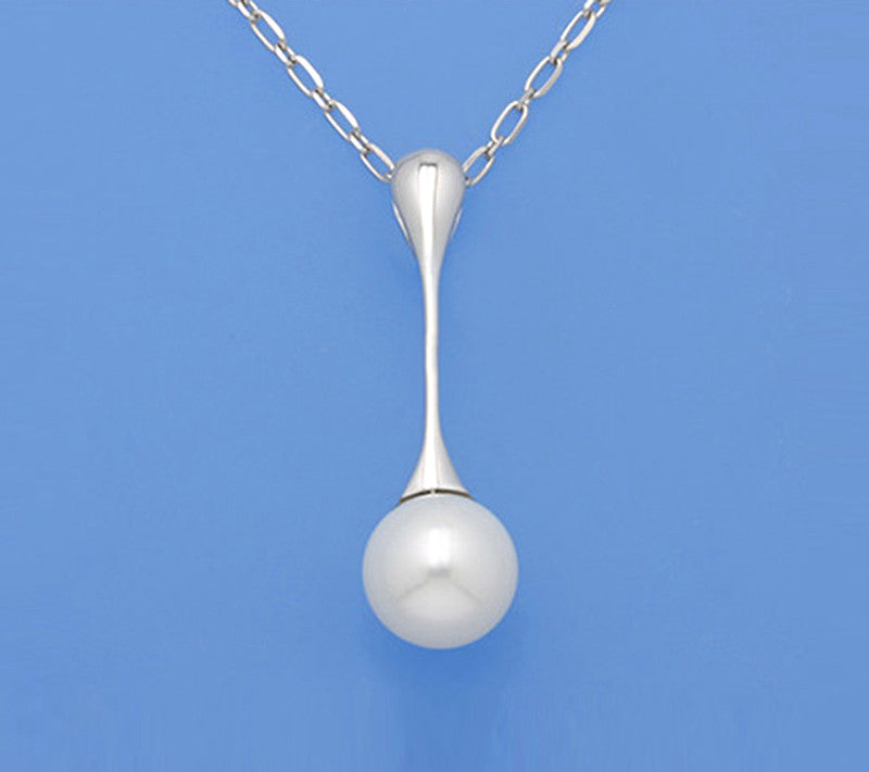 Sterling Silver Pendant with 9-9.5mm Round Shape Freshwater Pearl - Wing Wo Hing Jewelry Group - Pearl Jewelry Manufacturer