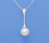 Sterling Silver Pendant with 9-9.5mm Round Shape Freshwater Pearl - Wing Wo Hing Jewelry Group - Pearl Jewelry Manufacturer