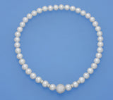 Sterling Silver Necklace with 9.5-10.5mm Round Shape Freshwater Pearl and Cubic Zirconia - Wing Wo Hing Jewelry Group - Pearl Jewelry Manufacturer