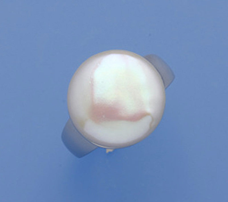 Sterling Silver Ring with 16-16.5mm Coin Shape Freshwater Pearl - Wing Wo Hing Jewelry Group - Pearl Jewelry Manufacturer