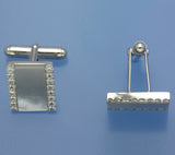 Sterling Silver Cufflink with Mother of Pearl and Cubic Zirconia - Wing Wo Hing Jewelry Group - Pearl Jewelry Manufacturer