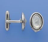 White and Black Plated Silver Cufflink with Mother of Pearl - Wing Wo Hing Jewelry Group - Pearl Jewelry Manufacturer