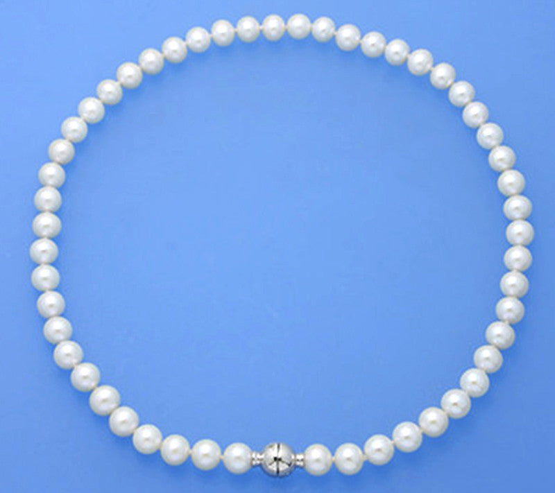 Sterling Silver Necklace with 8-8.5mm Round Shape Freshwater Pearl - Wing Wo Hing Jewelry Group - Pearl Jewelry Manufacturer