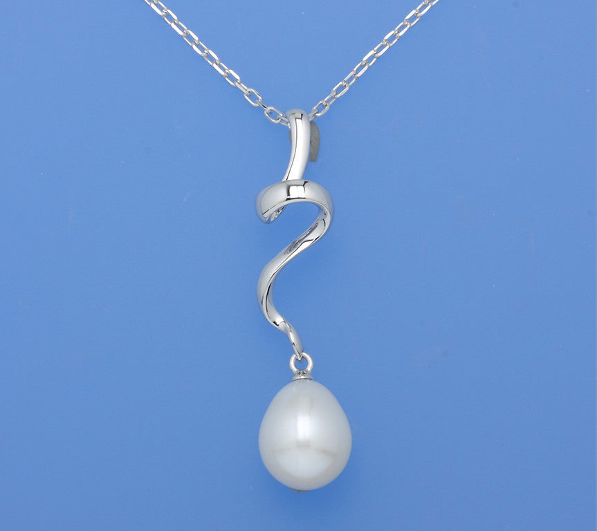 Sterling Silver Pendant with 9.5-10mm Drop Shape Freshwater Pearl - Wing Wo Hing Jewelry Group - Pearl Jewelry Manufacturer