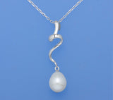 Sterling Silver Pendant with 9.5-10mm Drop Shape Freshwater Pearl - Wing Wo Hing Jewelry Group - Pearl Jewelry Manufacturer