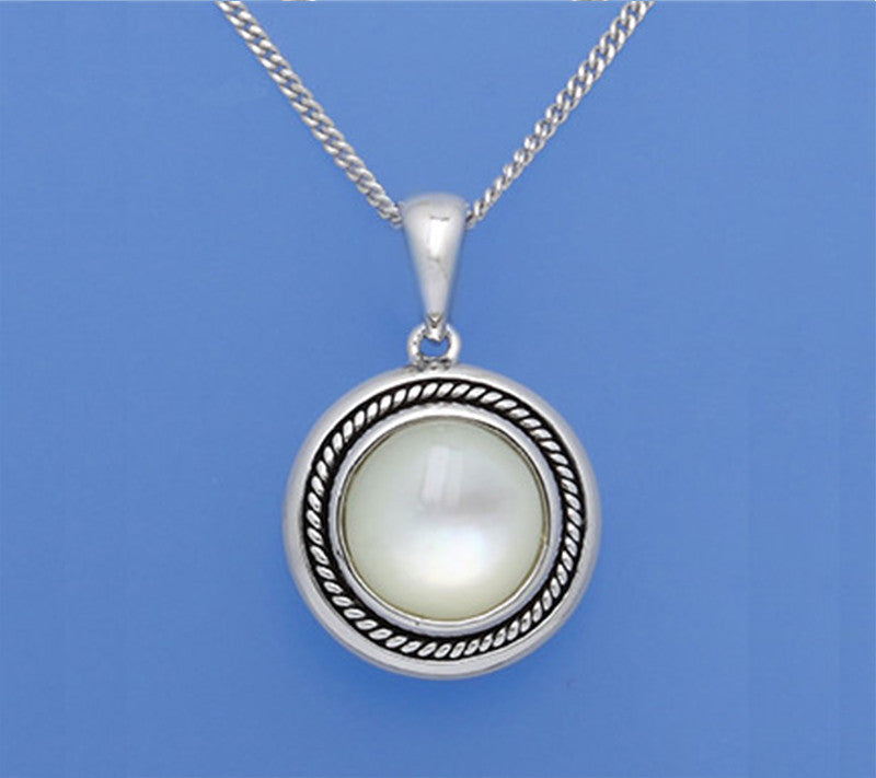 White and Black Plated Silver Pendant with 8.7*8.7mm Mother of Pearl - Wing Wo Hing Jewelry Group - Pearl Jewelry Manufacturer