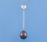 Sterling Silver Pendant with 8-8.5mm Drop Shape Freshwater Pearl and Cubic Zirconia - Wing Wo Hing Jewelry Group - Pearl Jewelry Manufacturer