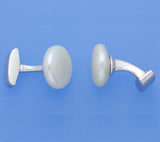 Sterling Silver Cufflink with 16-16.5mm Coin Shape Freshwater Pearl - Wing Wo Hing Jewelry Group - Pearl Jewelry Manufacturer