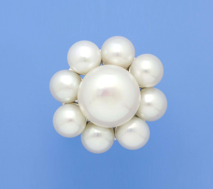 Sterling Silver Ring with Button Shape Freshwater Pearl - Wing Wo Hing Jewelry Group - Pearl Jewelry Manufacturer