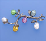 Sterling Silver Brooch with 7.5-8mm keshi Shape Freshwater Pearl - Wing Wo Hing Jewelry Group - Pearl Jewelry Manufacturer