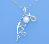 Sterling Silver Pendant with 7.5-8mm Button Shape Freshwater Pearl - Wing Wo Hing Jewelry Group - Pearl Jewelry Manufacturer
