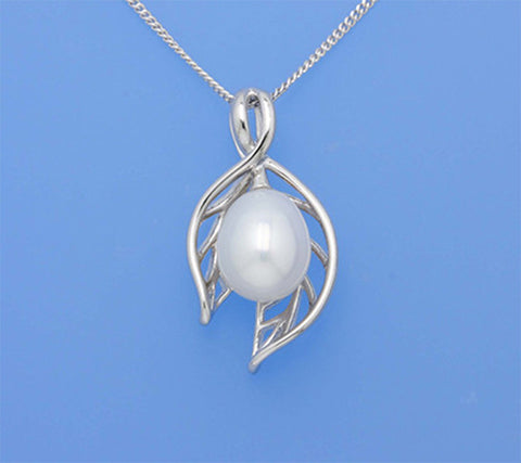 Sterling Silver Pendant with 8-8.5mm Drop Shape Freshwater Pearl