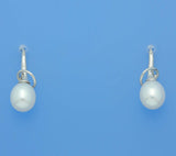 Sterling Silver Earrings with 7.5-8mm Drop Shape Freshwater Pearl - Wing Wo Hing Jewelry Group - Pearl Jewelry Manufacturer