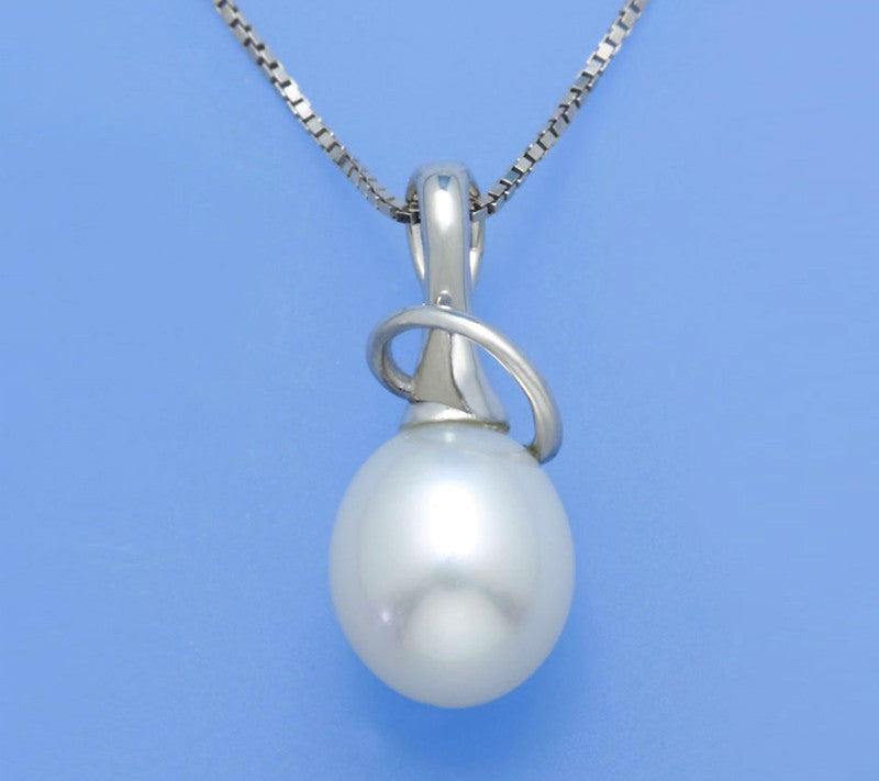 Sterling Silver Pendant with 8-8.5mm Drop Shape Freshwater Pearl - Wing Wo Hing Jewelry Group - Pearl Jewelry Manufacturer