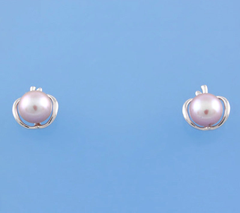 Sterling Silver Earrings with 7-7.5mm Round Shape Freshwater Pearl - Wing Wo Hing Jewelry Group - Pearl Jewelry Manufacturer
