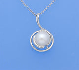 Sterling Silver Pendant with 8-8.5mm Button Shape Freshwater Pearl - Wing Wo Hing Jewelry Group - Pearl Jewelry Manufacturer