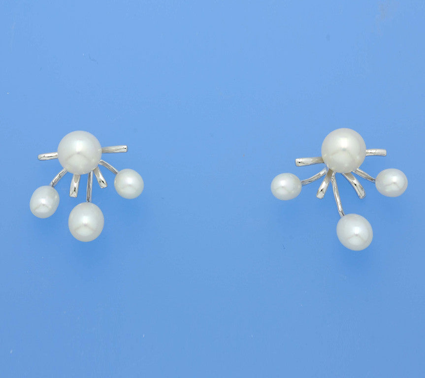 Sterling Silver Earrings with Drop Shape Freshwater Pearl - Wing Wo Hing Jewelry Group - Pearl Jewelry Manufacturer