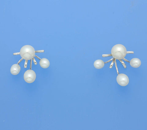 Sterling Silver Earrings with Drop Shape Freshwater Pearl