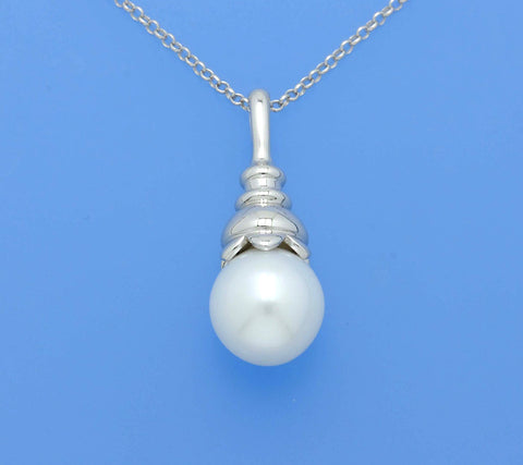 Sterling Silver Pendant with 10-10.5mm Drop Shape Freshwater Pearl