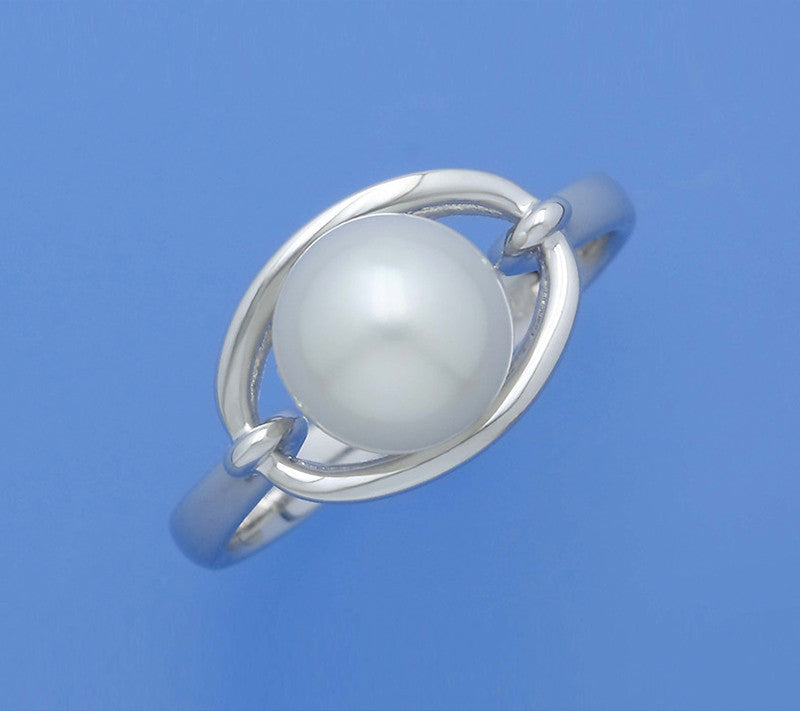 Sterling Silver Ring with 8-8.5mm Round Shape Freshwater Pearl - Wing Wo Hing Jewelry Group - Pearl Jewelry Manufacturer
