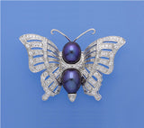 Sterling Silver Brooch with 8-9mm Drop Shape Freshwater Pearl and Cubic Zirconia - Wing Wo Hing Jewelry Group - Pearl Jewelry Manufacturer