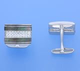 Sterling Silver Cufflink with Cubic Zirconia and Mother of Pearl - Wing Wo Hing Jewelry Group - Pearl Jewelry Manufacturer