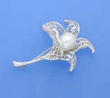 Sterling Silver Brooch with 10-10.5mm Drop Shape Freshwater Pearl - Wing Wo Hing Jewelry Group - Pearl Jewelry Manufacturer