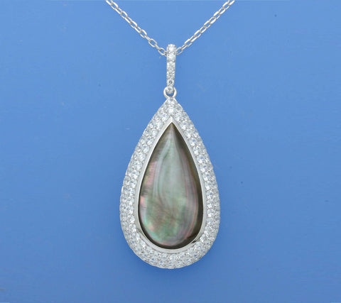 Sterling Silver Pendant with Mother of Pearl and Cubic Zirconia