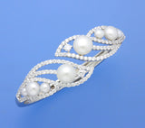 Sterling Silver Bangle with Button Shape Freshwater Pearl and Cubic Zirconia - Wing Wo Hing Jewelry Group - Pearl Jewelry Manufacturer