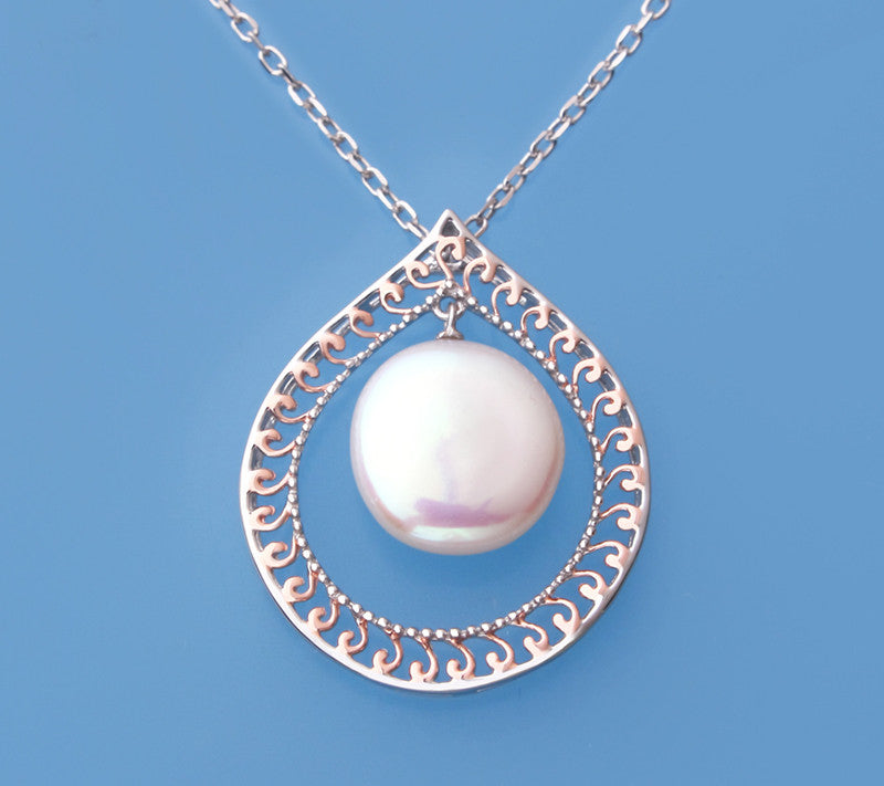 Sterling and Rose Gold Plated Silver Pendant with 13-13.5mm Ringed Shape Freshwater Pearl - Wing Wo Hing Jewelry Group - Pearl Jewelry Manufacturer