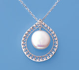 Sterling and Rose Gold Plated Silver Pendant with 13-13.5mm Ringed Shape Freshwater Pearl - Wing Wo Hing Jewelry Group - Pearl Jewelry Manufacturer