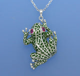 frog animal jewelry pendant silver 925 enamel creature 