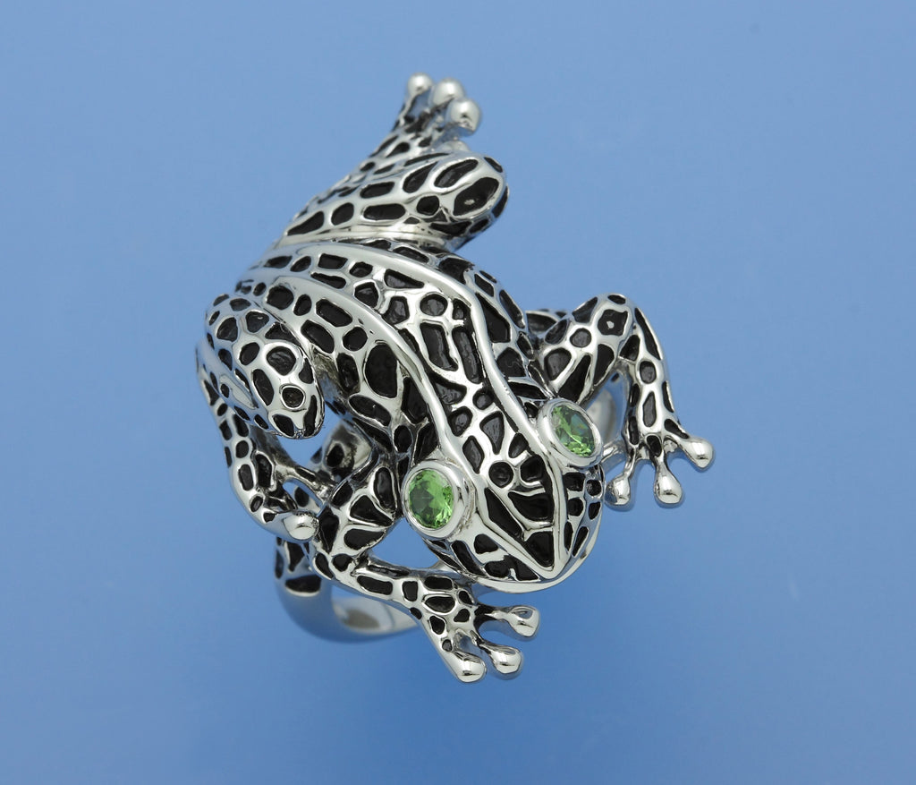 frog animal jewelry ring silver 925 enamel creature 