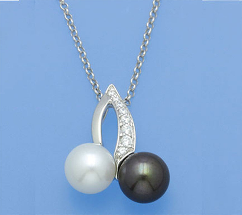 Sterling Silver Pendant with 7.5-8mm Button Freshwater Pearl and Cubic Zirconia - Wing Wo Hing Jewelry Group - Pearl Jewelry Manufacturer