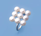Sterling Silver Ring with 5.5-6mm Button Shape Freshwater Pearl - Wing Wo Hing Jewelry Group - Pearl Jewelry Manufacturer