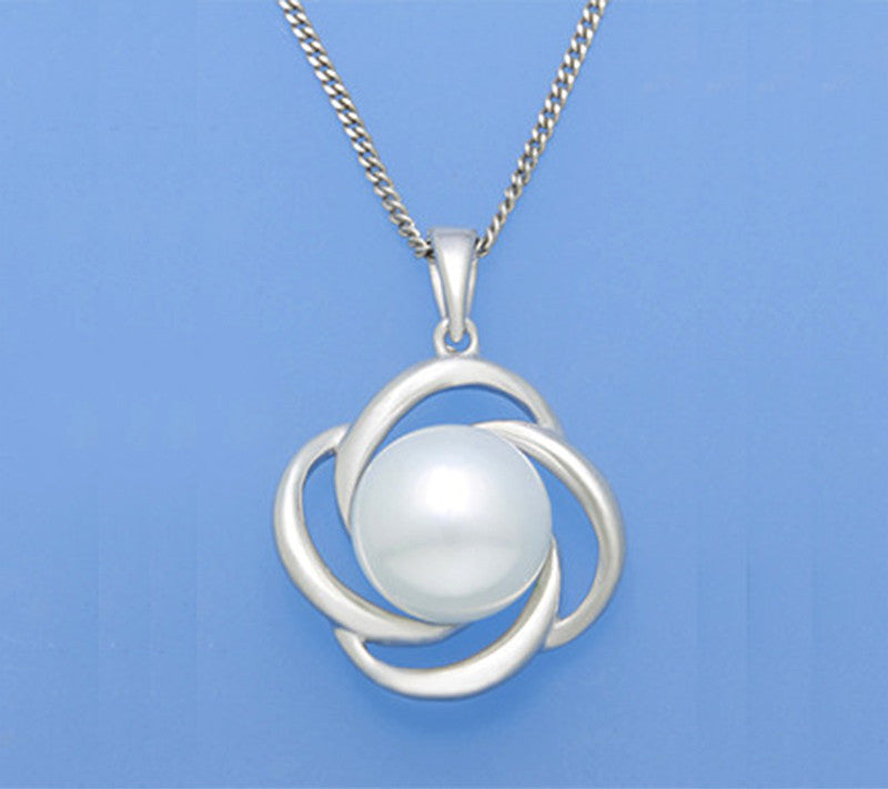 Sterling Silver Pendant with 9-9.5mm Button Shape Freshwater Pearl - Wing Wo Hing Jewelry Group - Pearl Jewelry Manufacturer