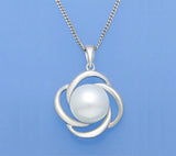 Sterling Silver Pendant with 9-9.5mm Button Shape Freshwater Pearl - Wing Wo Hing Jewelry Group - Pearl Jewelry Manufacturer