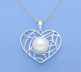 Sterling Silver Pendant with 9-9.5mm Button Shape Freshwater Pearl - Wing Wo Hing Jewelry Group - Pearl Jewelry Manufacturer