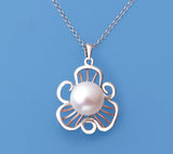 Sterling and Rose Gold Plated Silver Pendant with 10.5-11mm Button Shape Freshwater Pearl - Wing Wo Hing Jewelry Group - Pearl Jewelry Manufacturer