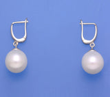 Sterling Silver Earrings with 10.5-11mm Drop Shape Freshwater Pearl - Wing Wo Hing Jewelry Group - Pearl Jewelry Manufacturer