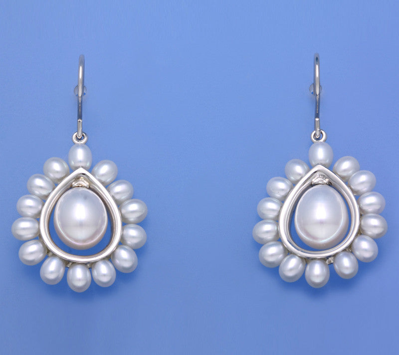 Sterling Silver Earrings with Drop Shape Freshwater Pearl - Wing Wo Hing Jewelry Group - Pearl Jewelry Manufacturer