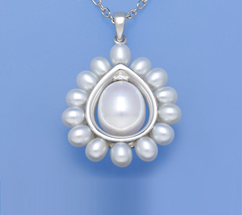 Sterling Silver Pendant with Drop Shape Freshwater Pearl - Wing Wo Hing Jewelry Group - Pearl Jewelry Manufacturer