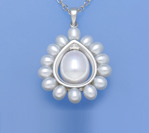 Sterling Silver Pendant with Drop Shape Freshwater Pearl