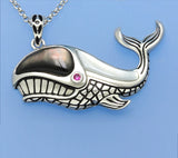 Sterling Silver Pendant with Red Corundum and Mother of Pearl - Wing Wo Hing Jewelry Group - Pearl Jewelry Manufacturer