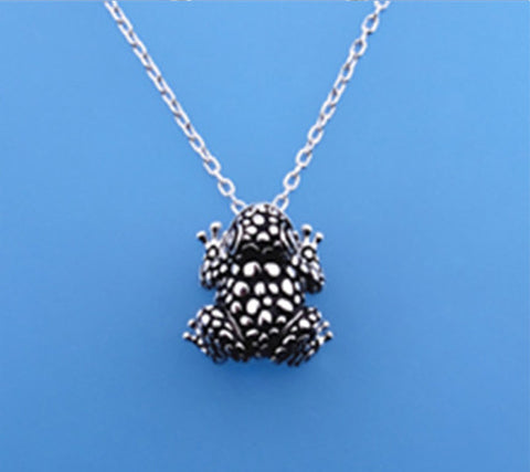 White and Black Plated Silver Pendant with Cubic Zirconia