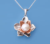 Sterling Silver Pendant with 7-7.5mm Button Shape Freshwater Pearl - Wing Wo Hing Jewelry Group - Pearl Jewelry Manufacturer
