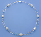 Sterling Silver Necklace with 8.5-9mm Oval Shape Freshwater Pearl - Wing Wo Hing Jewelry Group - Pearl Jewelry Manufacturer