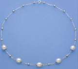 Sterling Silver Necklace with 8.5-9mm Oval Shape Freshwater Pearl - Wing Wo Hing Jewelry Group - Pearl Jewelry Manufacturer