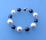 Sterling Silver Bracelet with Oval and Ringed Shape Freshwater Pearl - Wing Wo Hing Jewelry Group - Pearl Jewelry Manufacturer