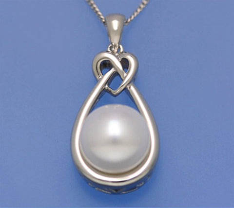 Sterling Silver Pendant with 10-10.5mm Button Shape Freshwater Pearl